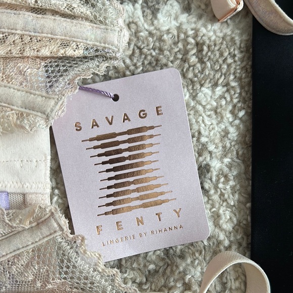 Savage X Fenty Lace Bralette Trio - Vibrant Green, Black, and Cream - Picture 2 of 2